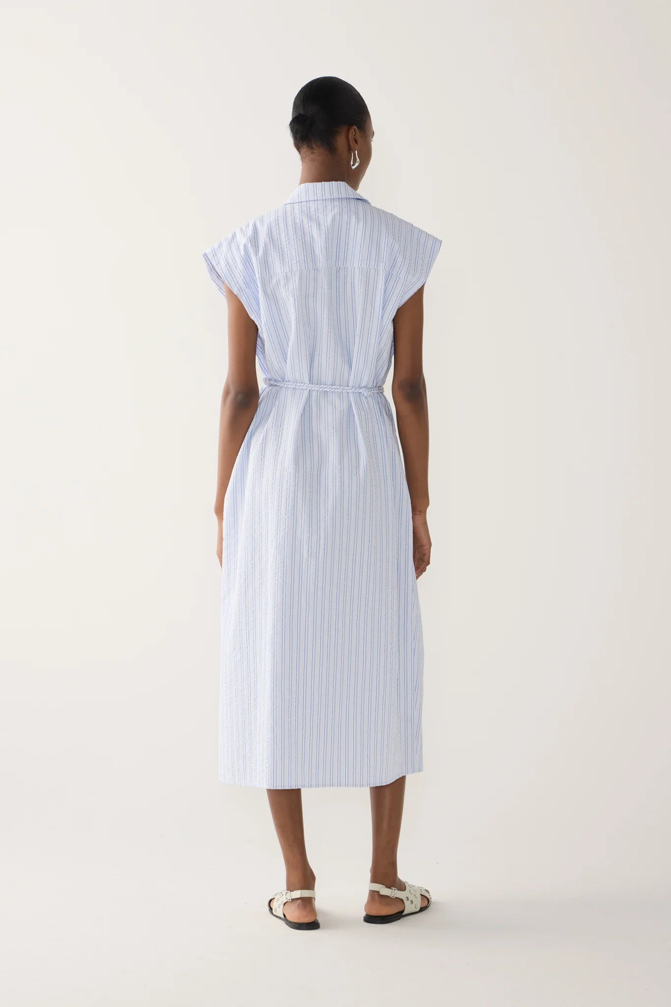 Fomina Mona Dress - Blue Stripe Seersucker