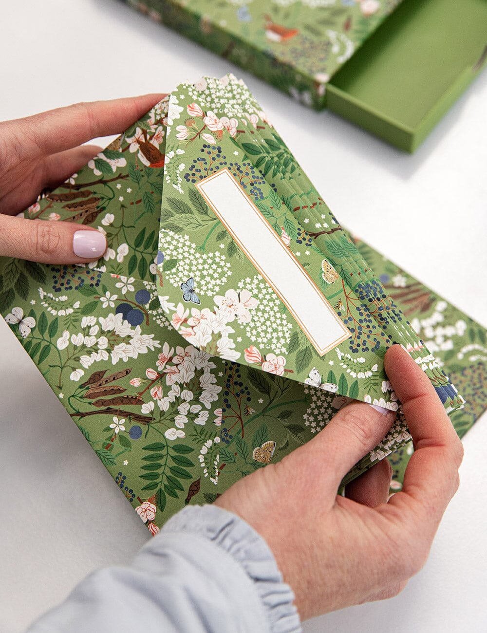 Bespoke Letterpress Notecard Boxset Flowering Trees