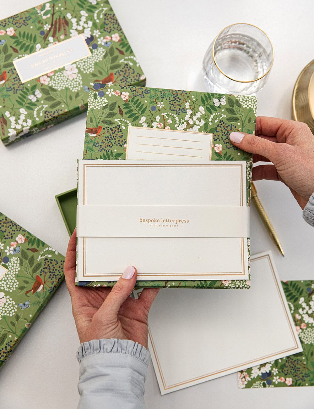Bespoke Letterpress Notecard Boxset Flowering Trees