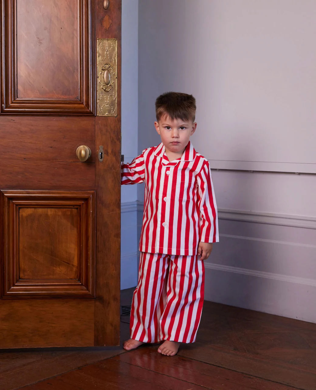 Piccolo Children's Striped PJ's Carnival Red