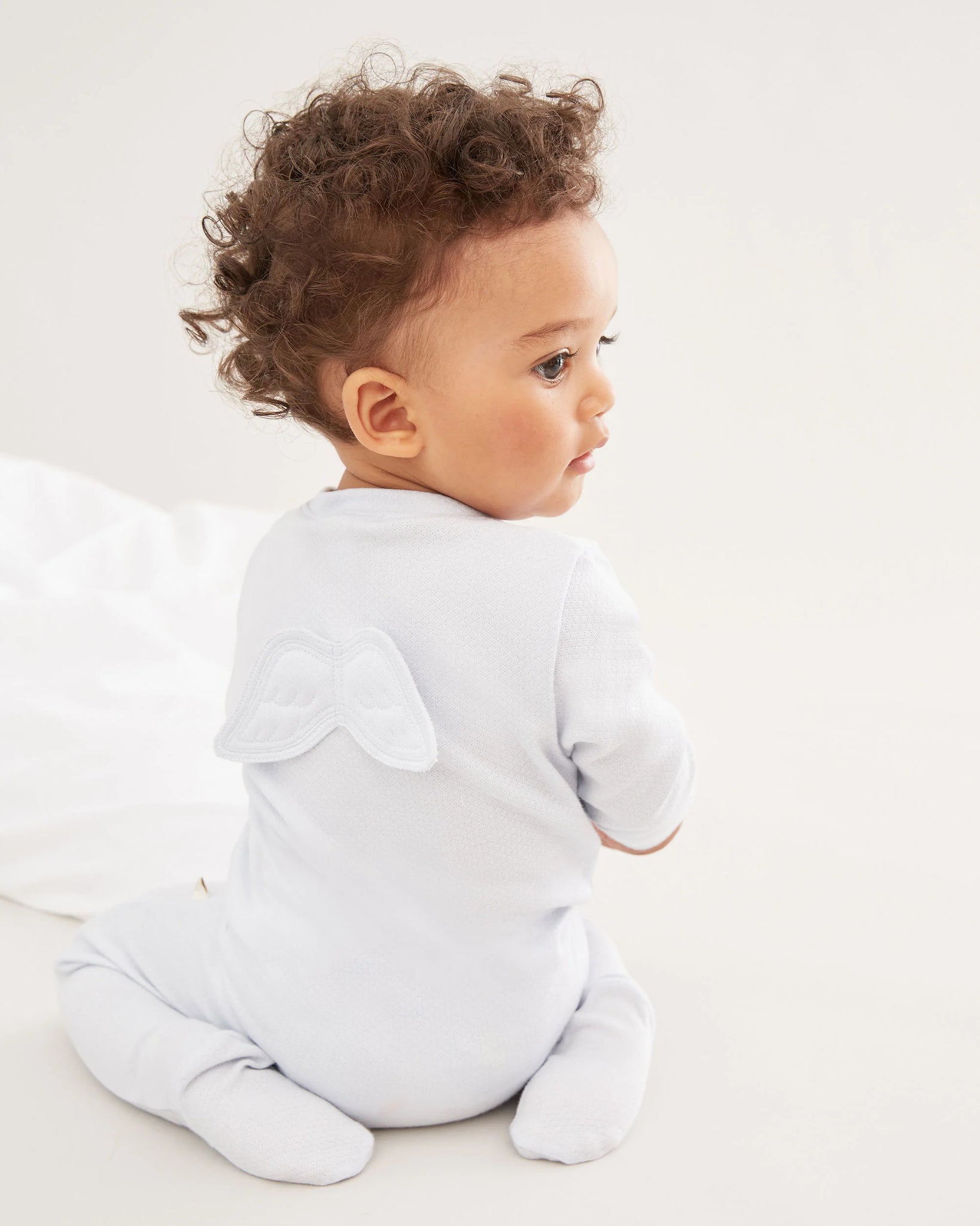 Marie Chantal Pointelle Angel Wing Sleepsuit Blue 3mths