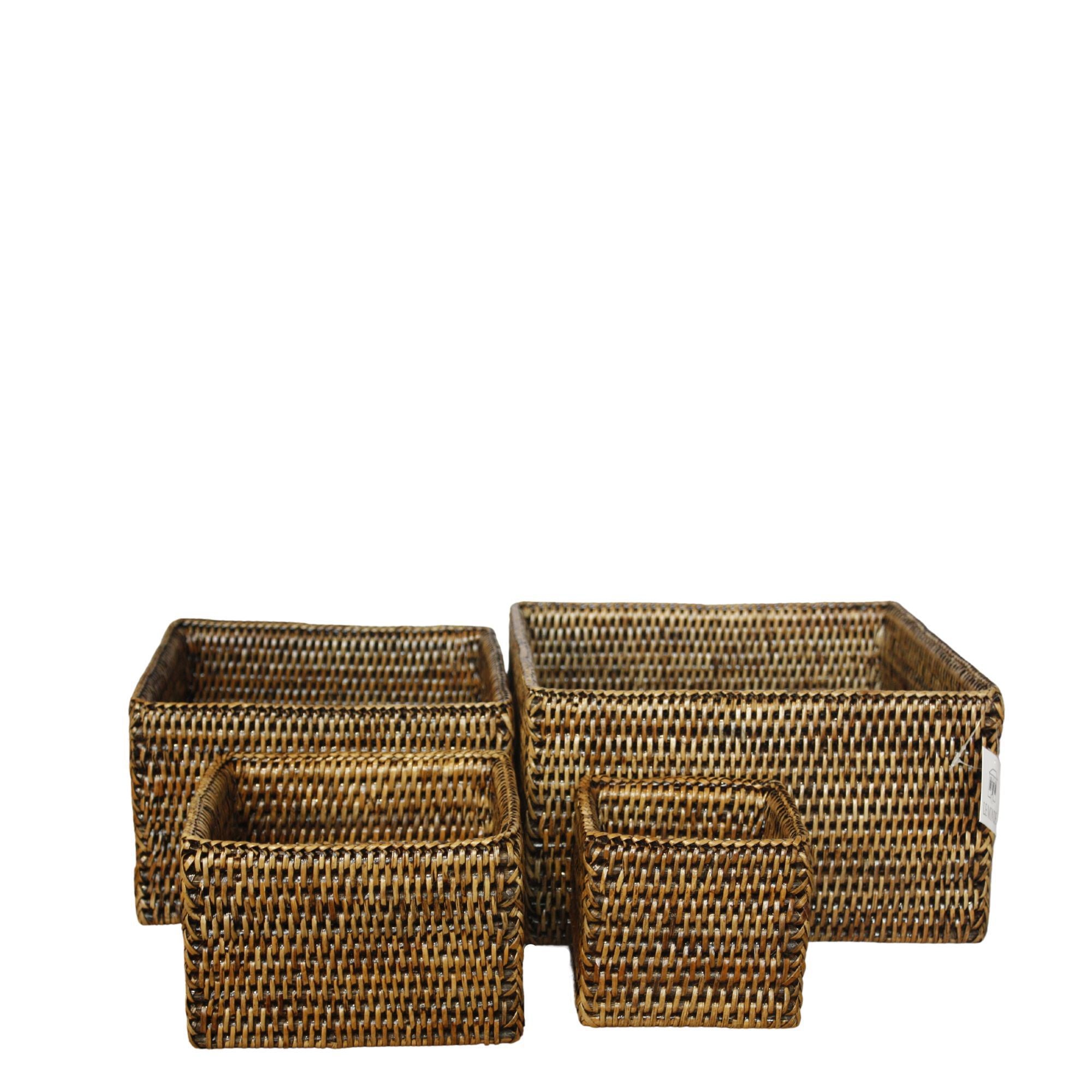 Rattan Square Tray 21x21x13cm