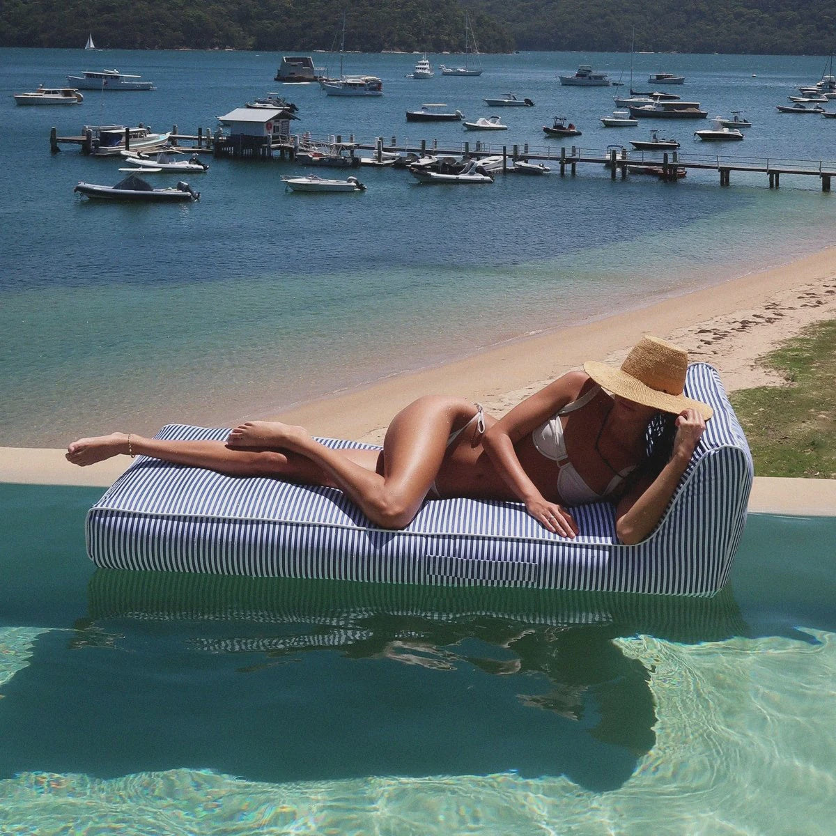 Luxe Lie-on Lounger Float - Navy Stripe
