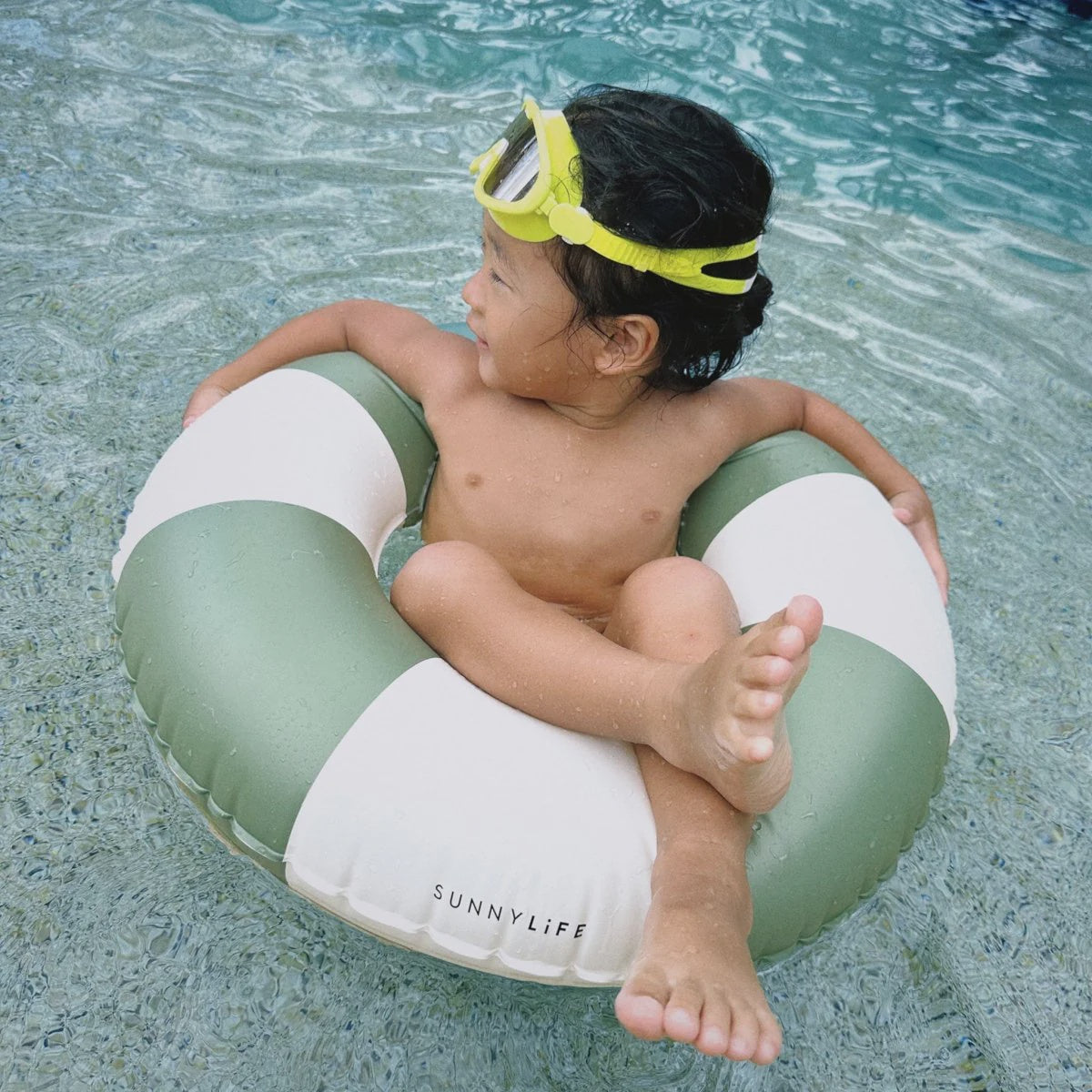 Mini Tube Pool Ring - Olive Stripe