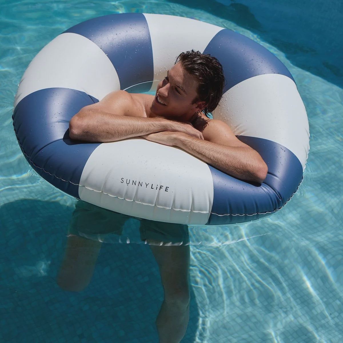 Tube Pool Ring - Navy Stripe