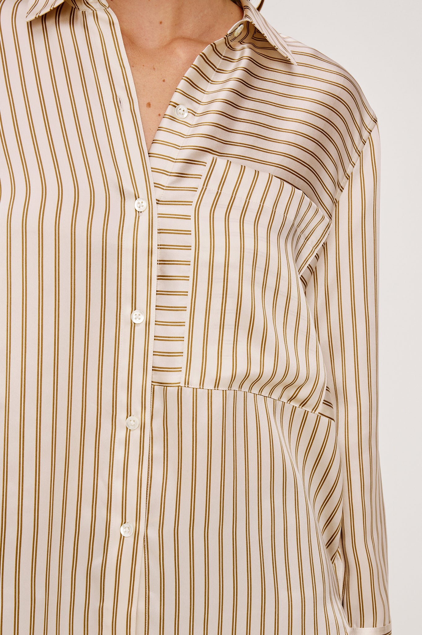 Rails Spencer Silk Shirt Bronze Stripe