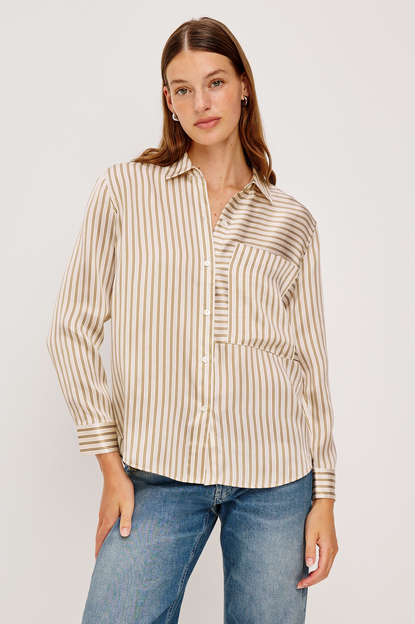 Rails Spencer Silk Shirt Bronze Stripe