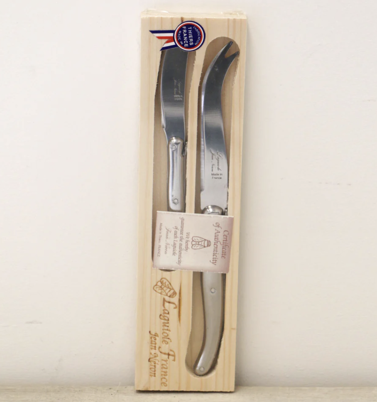 Laguiole Cheese Knife Set Stainless Steel in Wooden Box