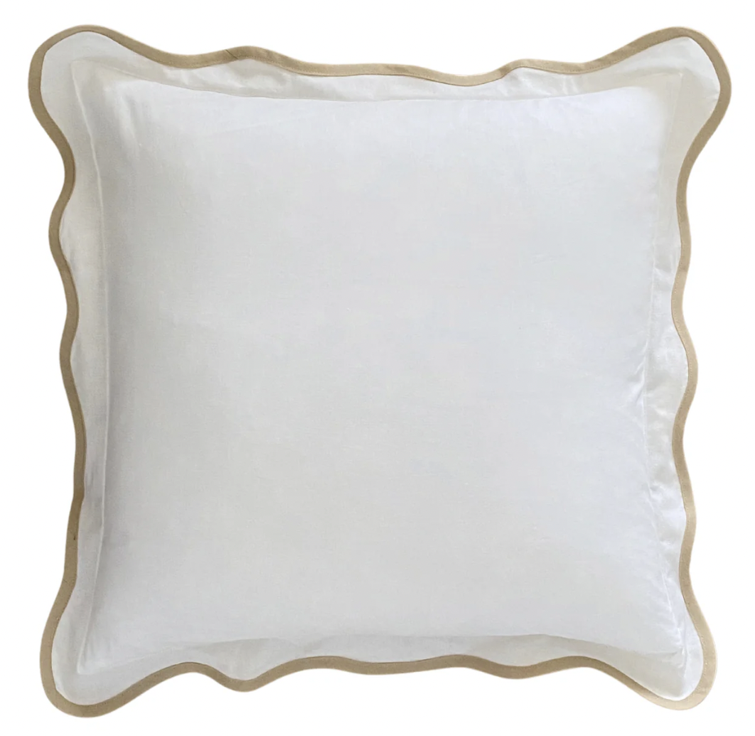 White With Beige Squiggle Cushion Cover 50x50cm