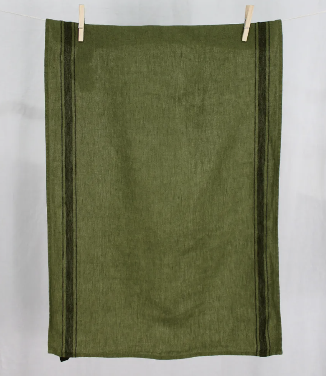 Harmony Linen Tea Towel Olbia Olive