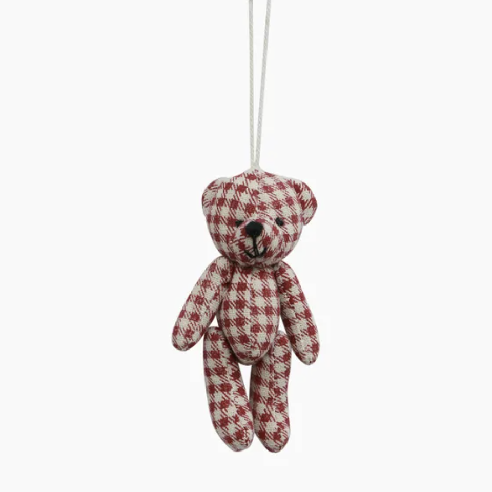 Hanging Teddy Bear  Red Gingham