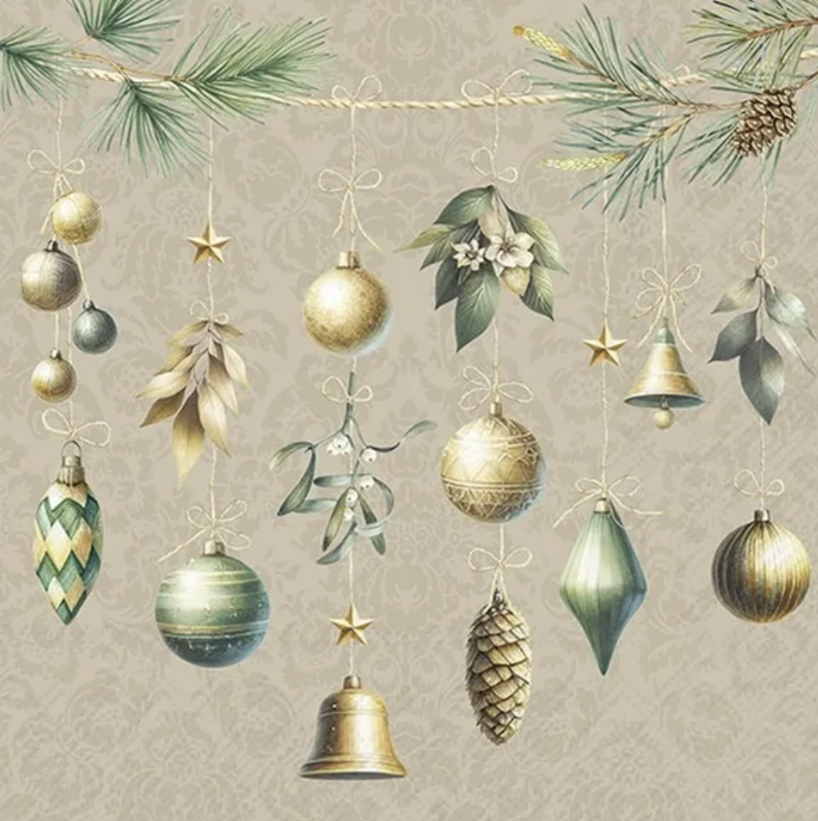 IHR Luncheon Christmas Decorations Light Brown