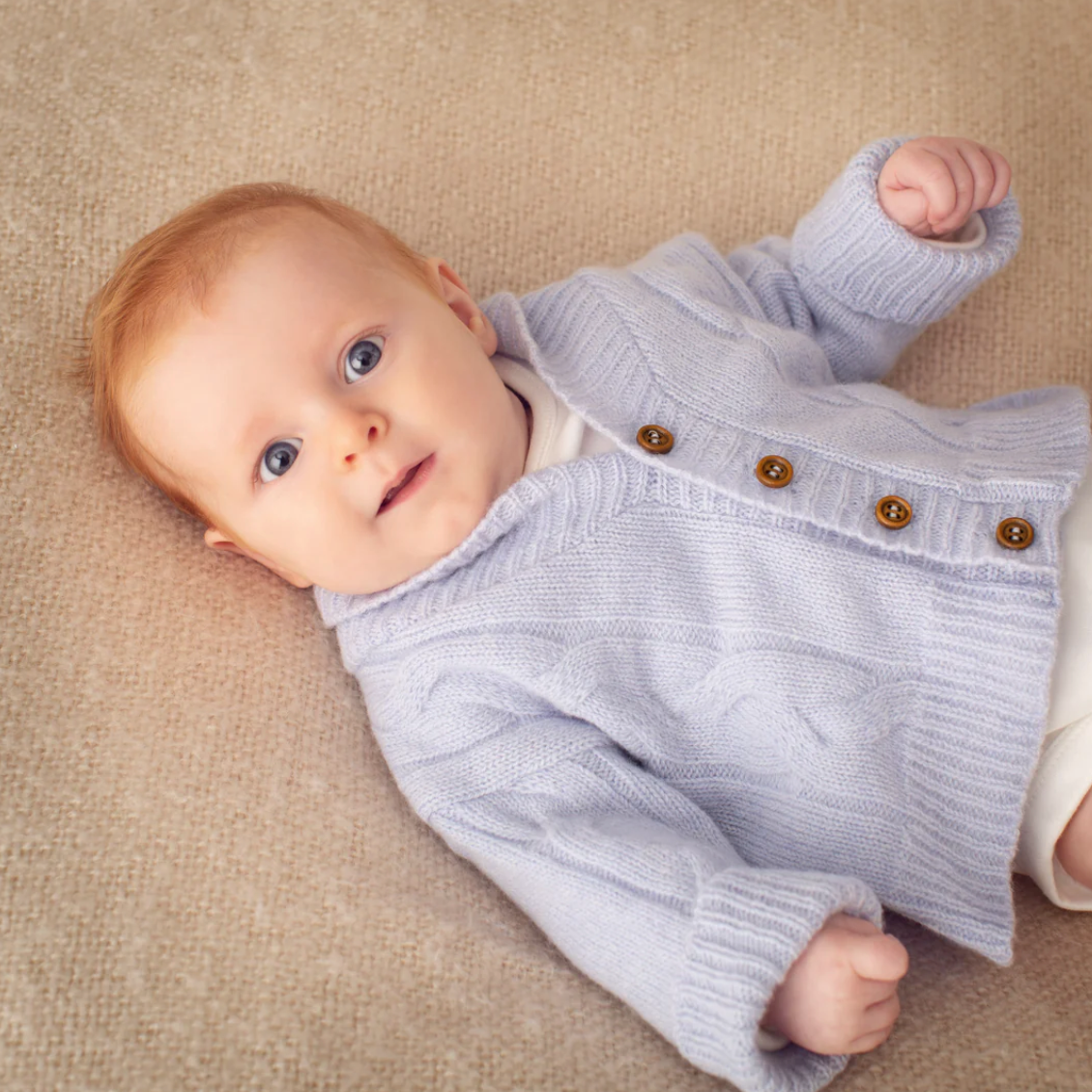 Benmore Cable Knit Cardigan Blue 0-3mths