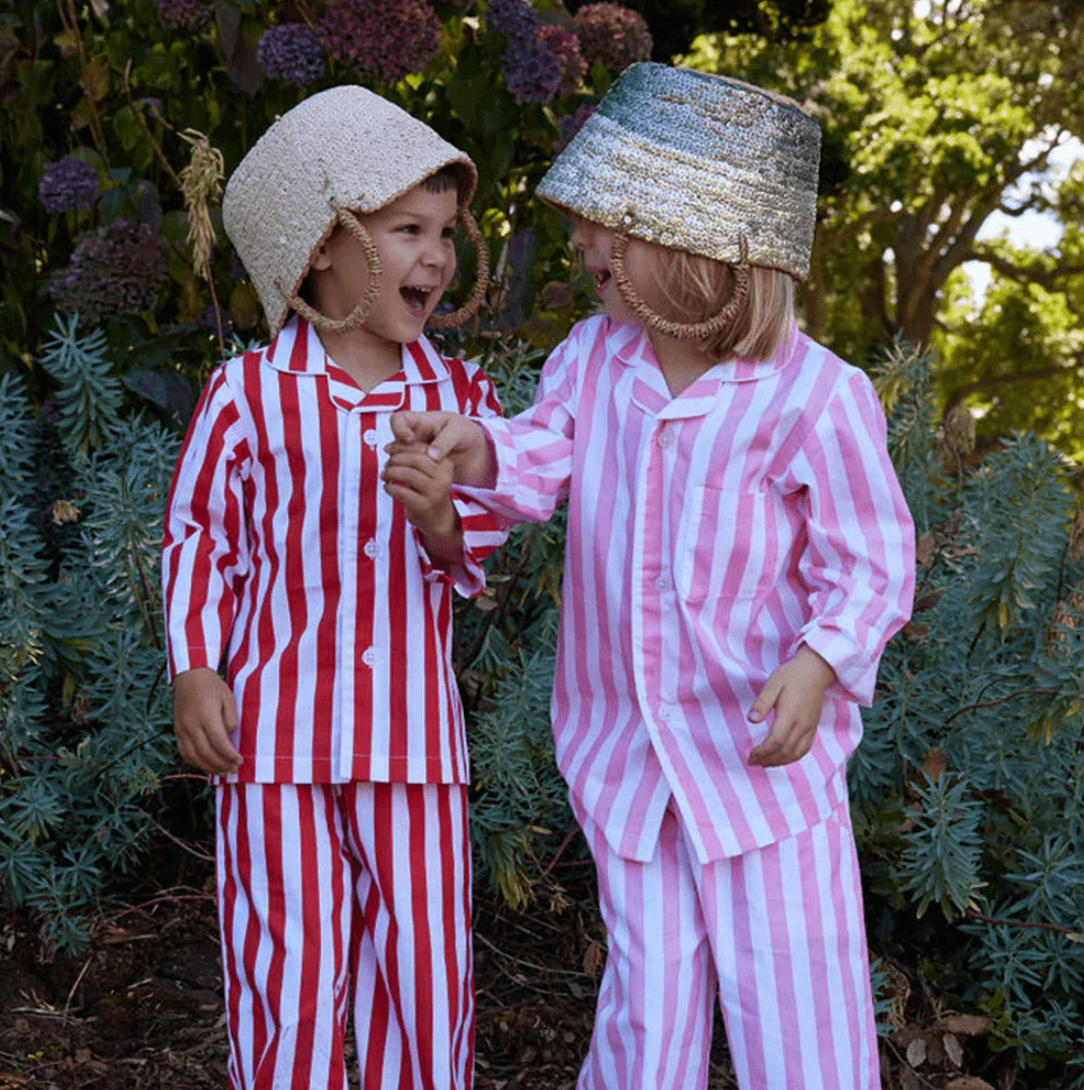 Piccolo Children's Striped PJ's Carnival Red