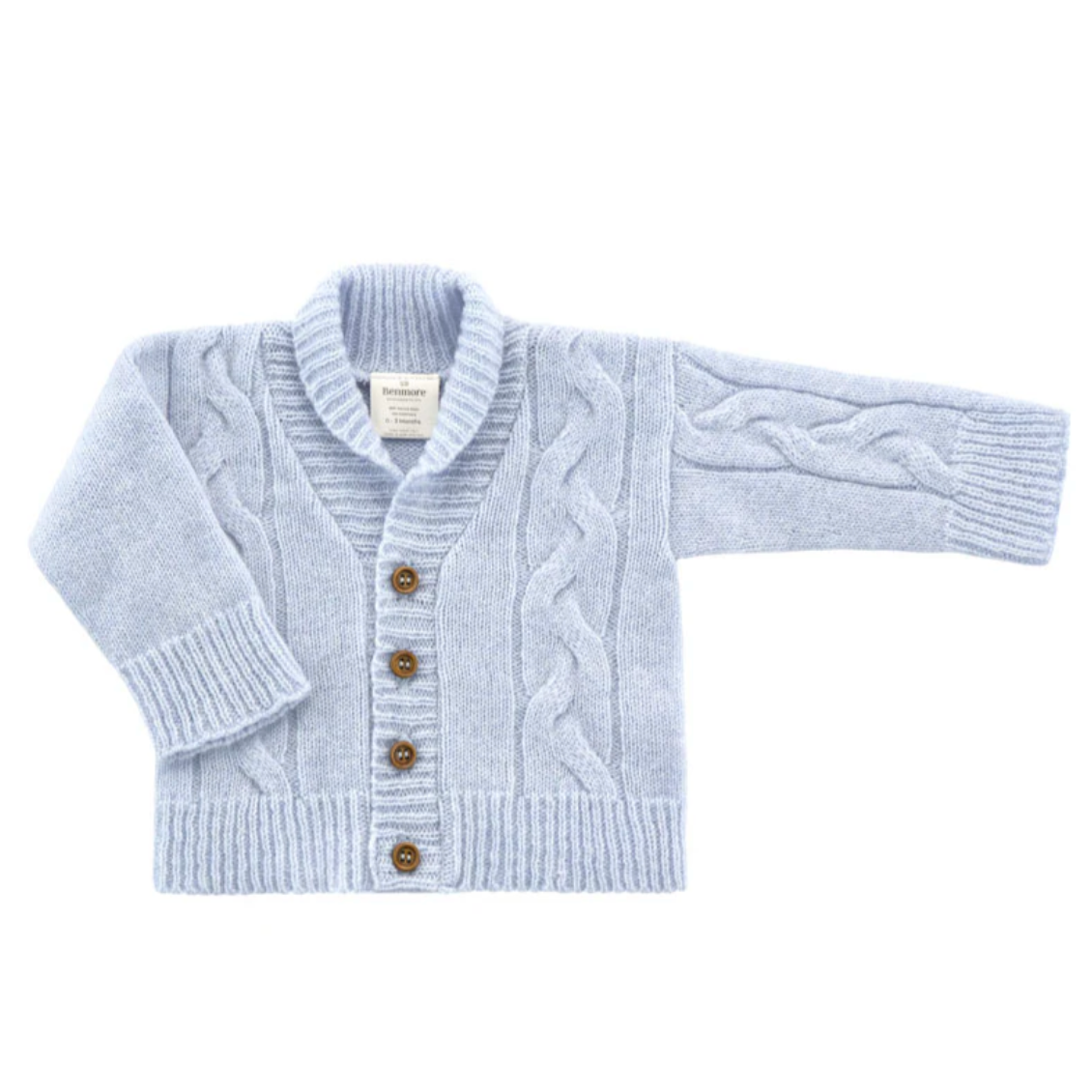 Benmore Cable Knit Cardigan Blue 6-12mths