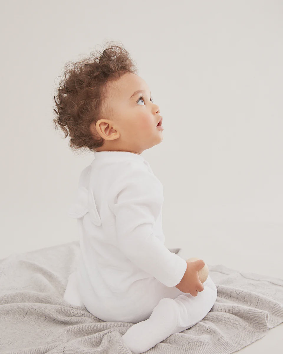 Marie Chantal Pointelle Angel Wing Sleepsuit White 6mths