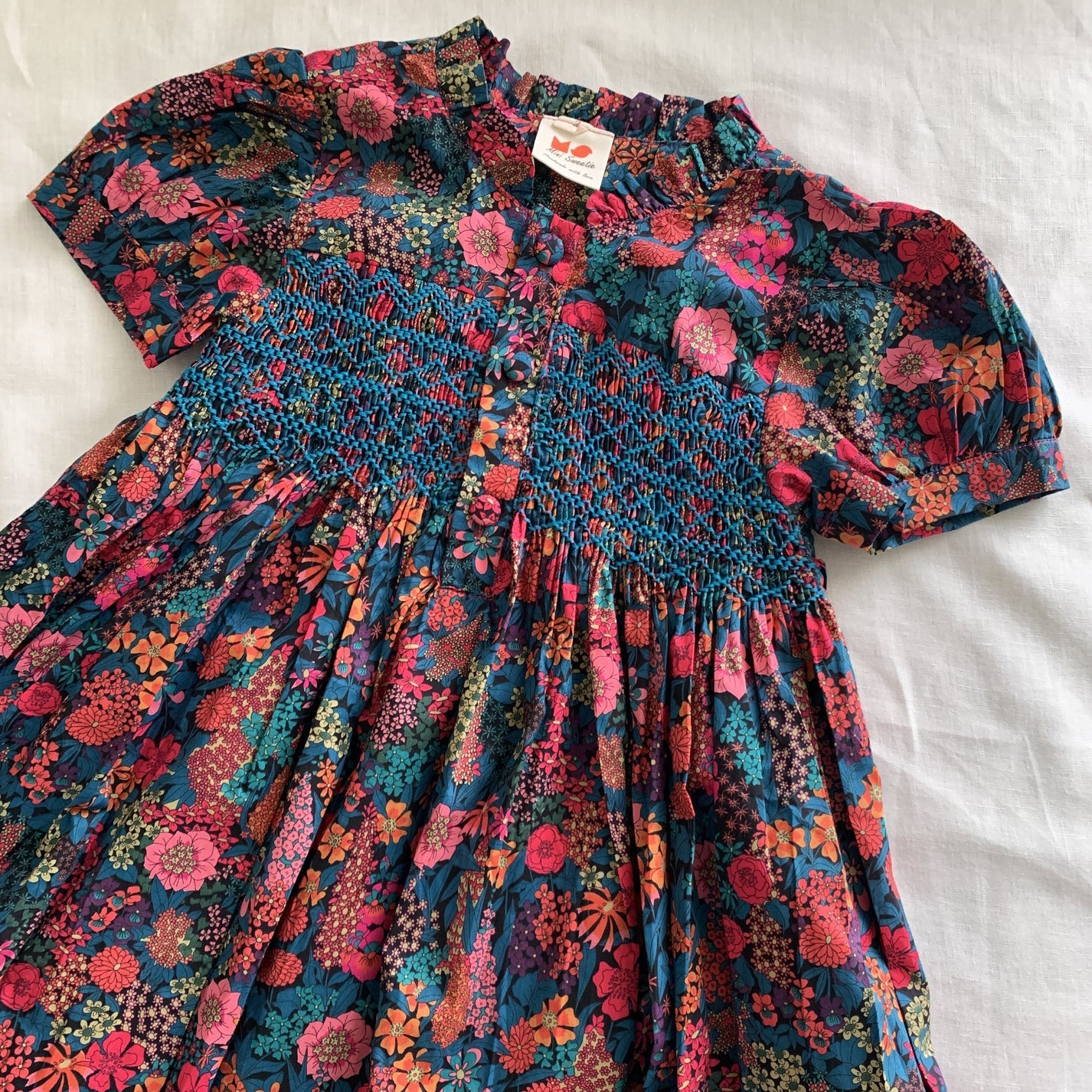 Dark Spring Floral Smocked Dress Size 3