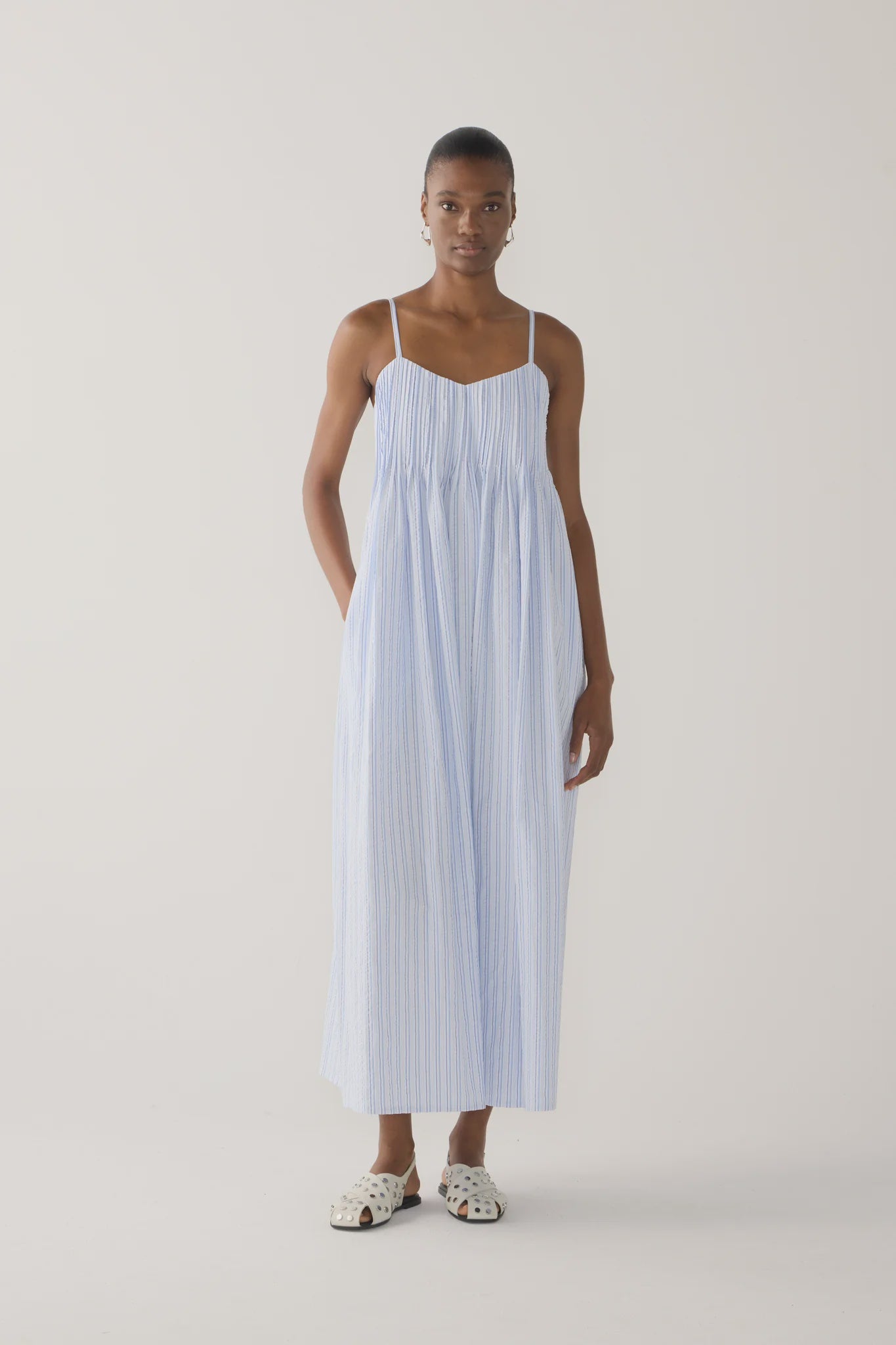 Fomina Viv Dress - Blue Stripe Seersucker