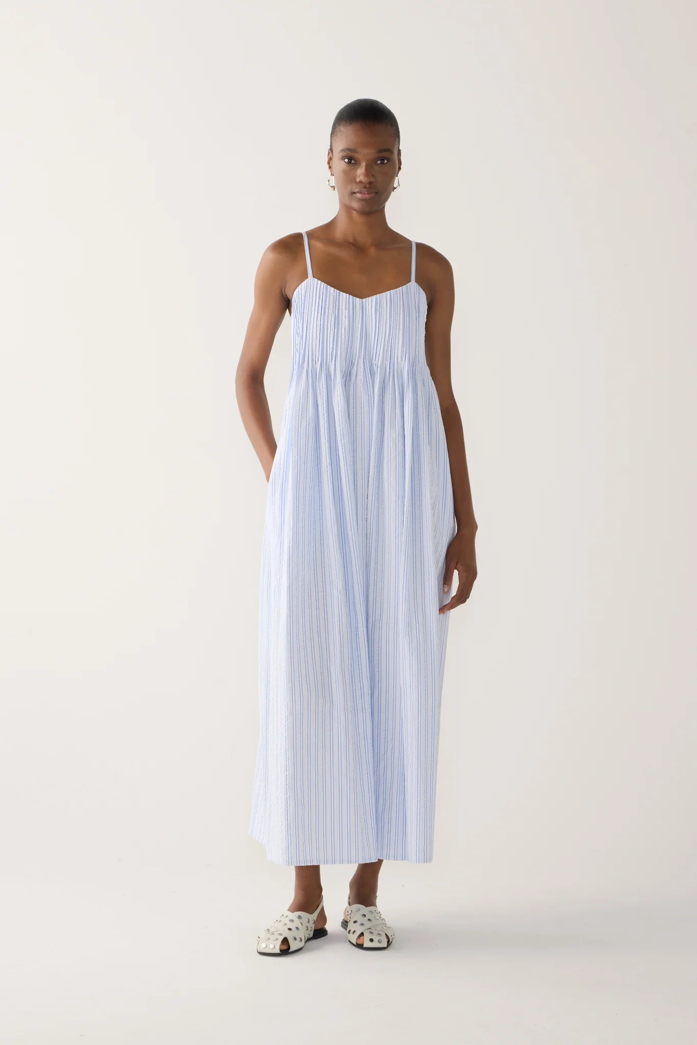 Fomina Viv Dress - Blue Stripe Seersucker