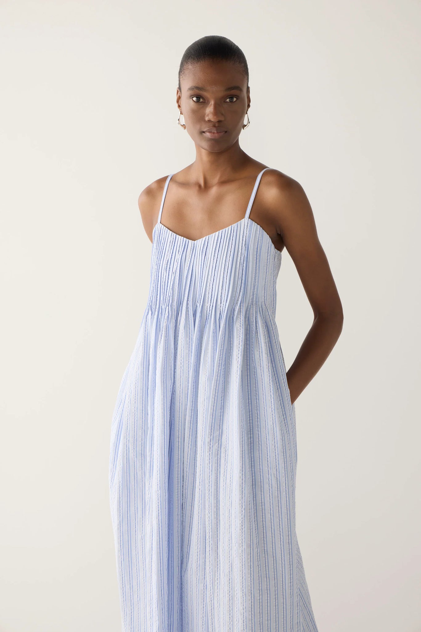 Fomina Viv Dress - Blue Stripe Seersucker