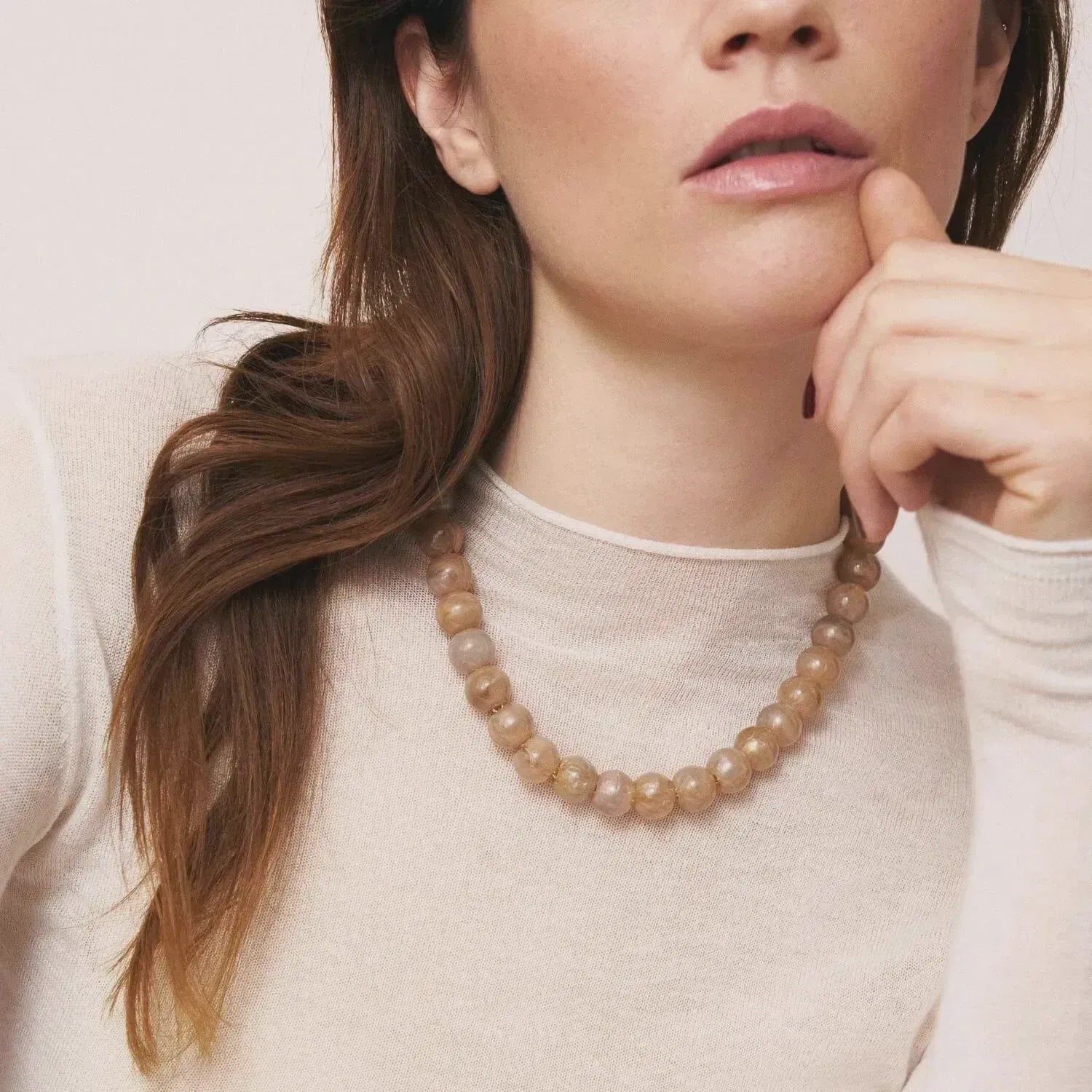Vanessa Baroni - Mini Beads Necklace Biancone Marble