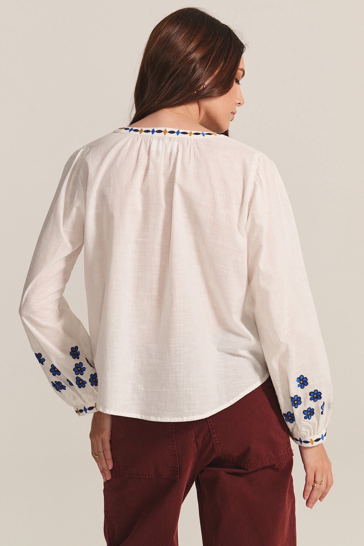 Amani Embroidered Blouse Cream by Velvet