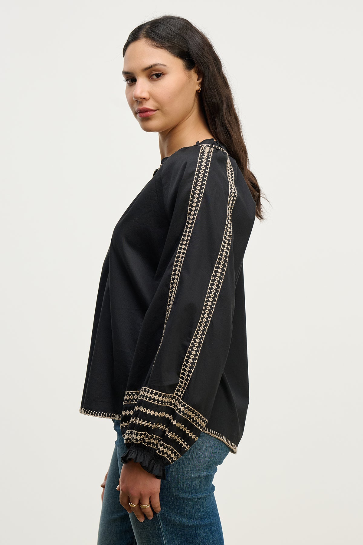 Scarlett Blouse Black Embroidered by Velvet