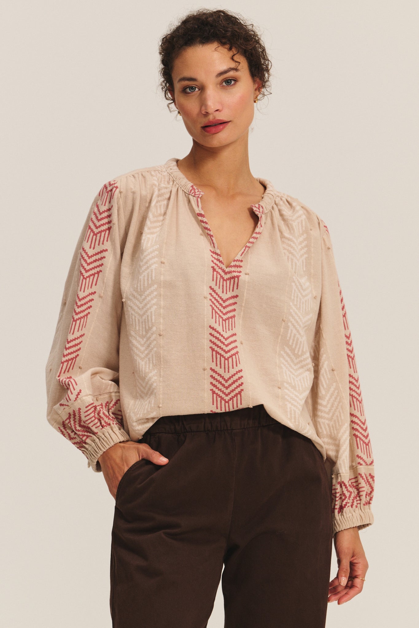 Gaia Embroidered Blouse Cream by Velvet