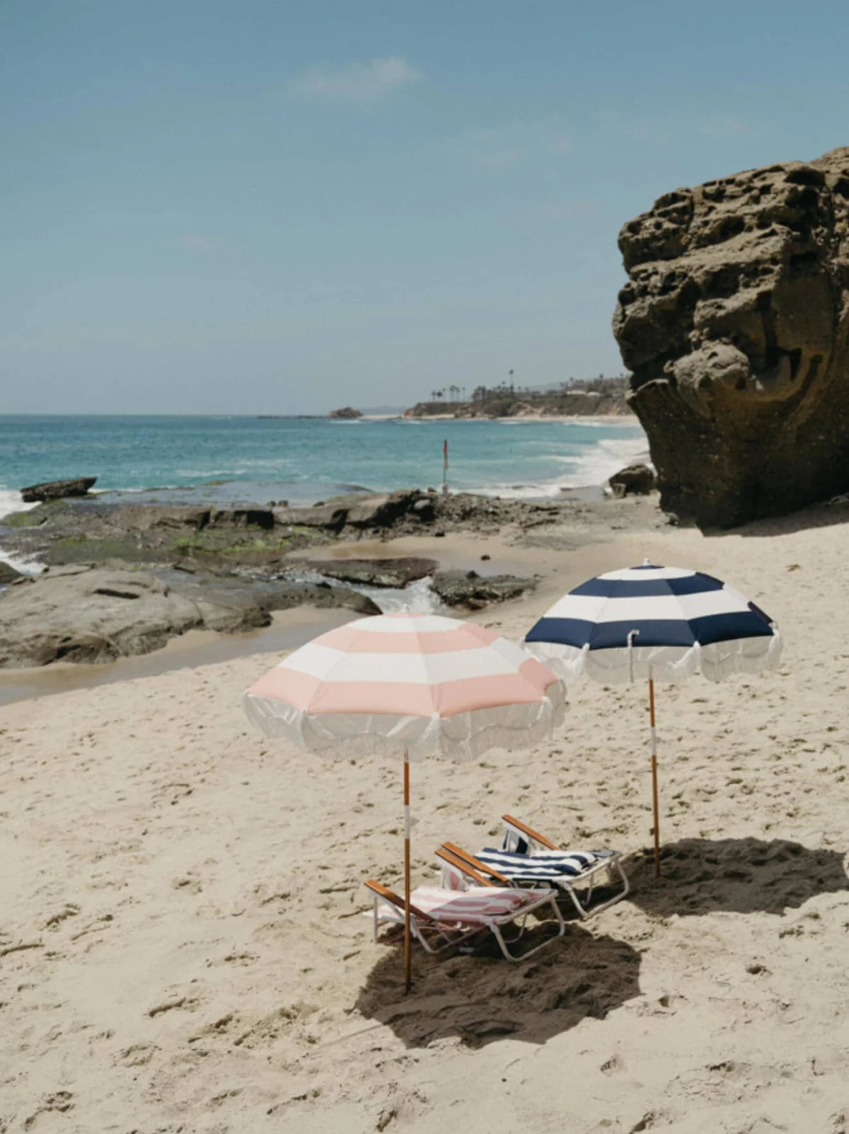 Business and Pleasure Holiday Beach Umbrella Pink Capri Stripe