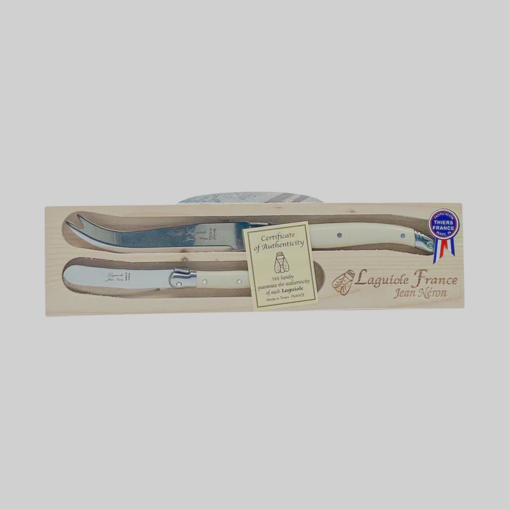 Laguiole Cheese Knife Set in Wooden Box Ivory