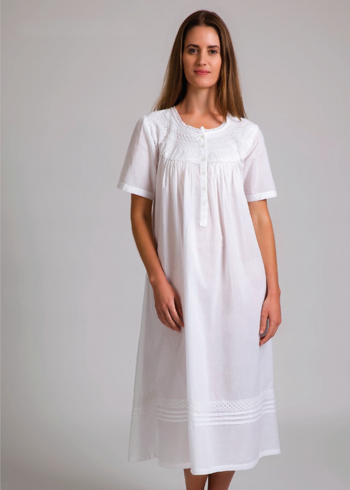 Arabella 100% Cotton Night Dress Short Sleeve