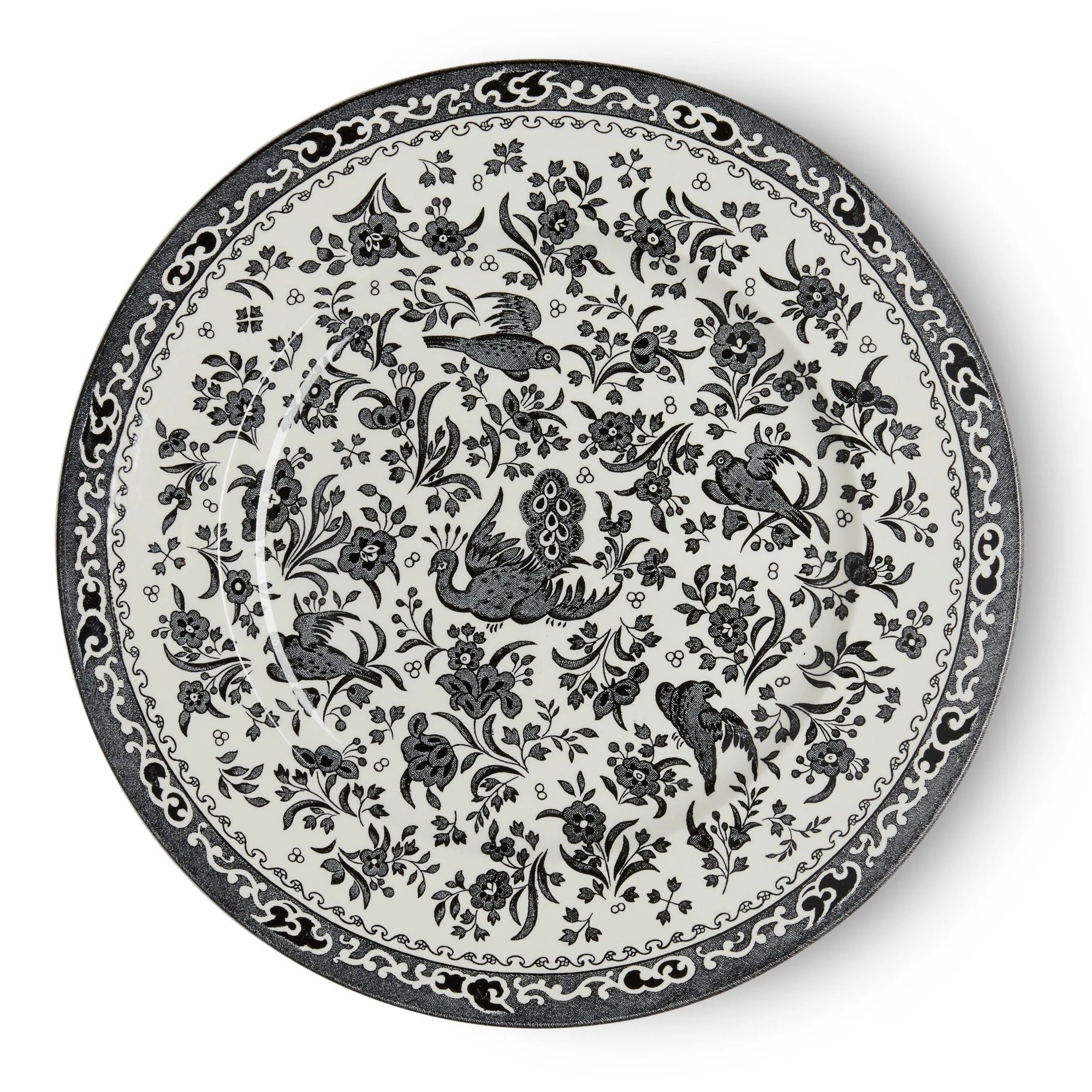 Burleigh Regal Peacock 25cm Plate Black