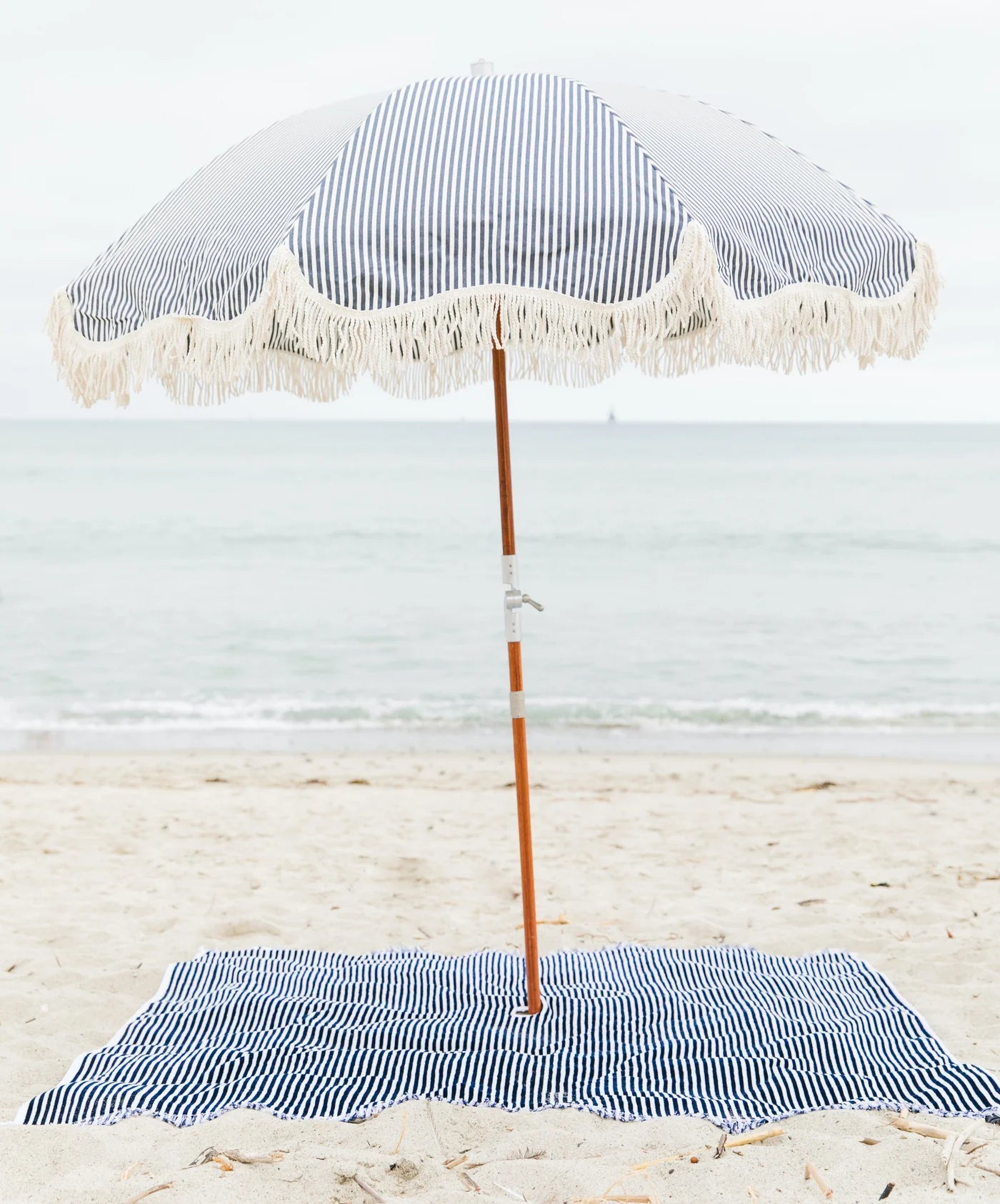 Business and Pleasure Beach Blanket Navy Stripe