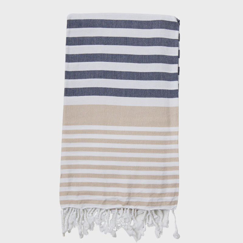 I & J Turkish Towel Sofia Navy Beige