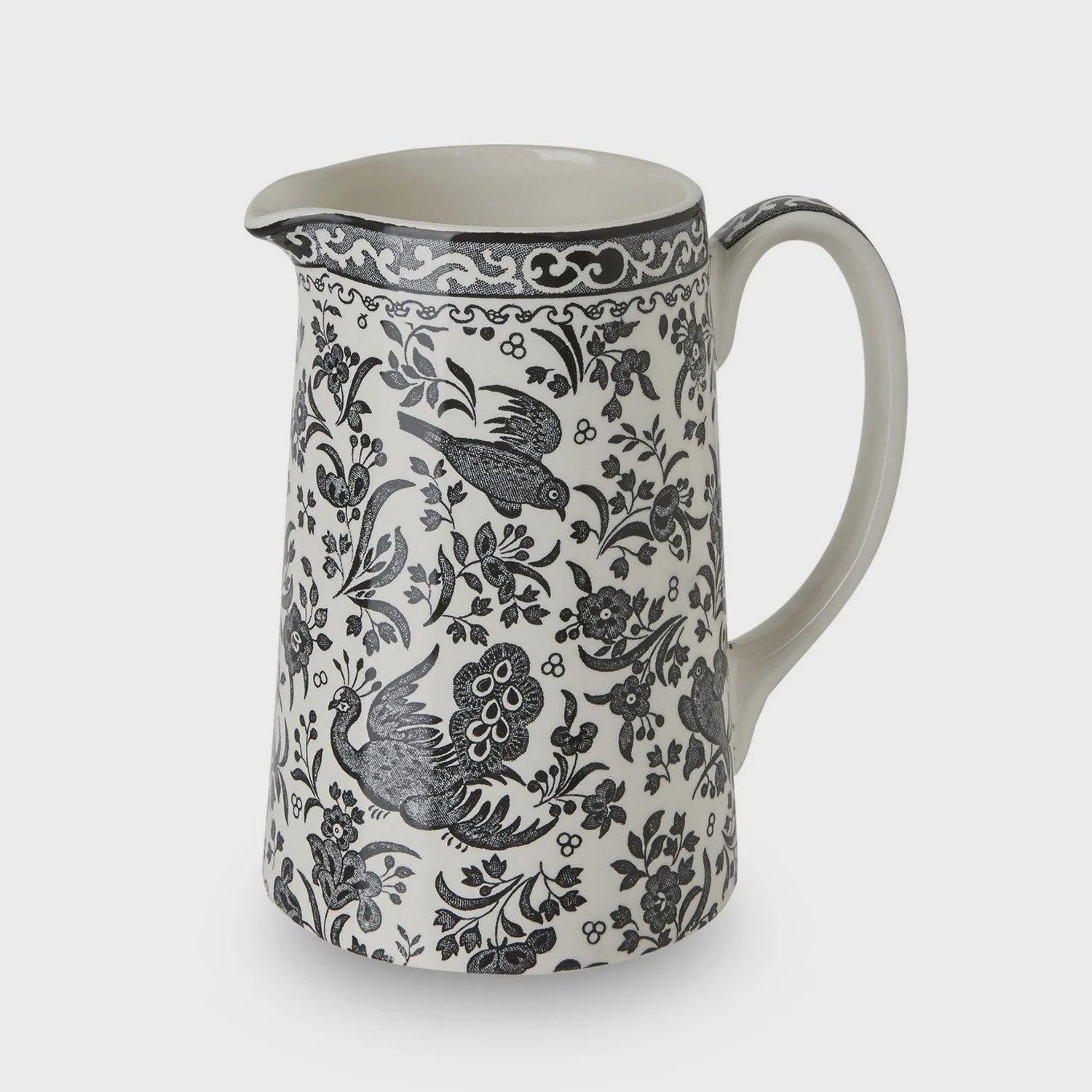 Burleigh Regal Peacock Jug 568ml/1pt Black