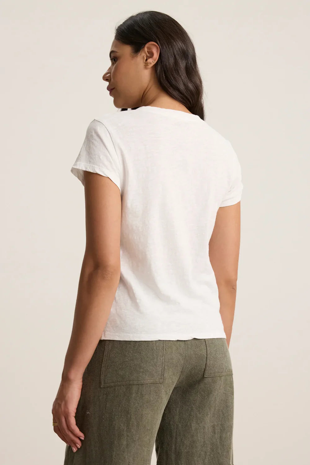 Eli V-neck Cotton Tee White by Velvet
