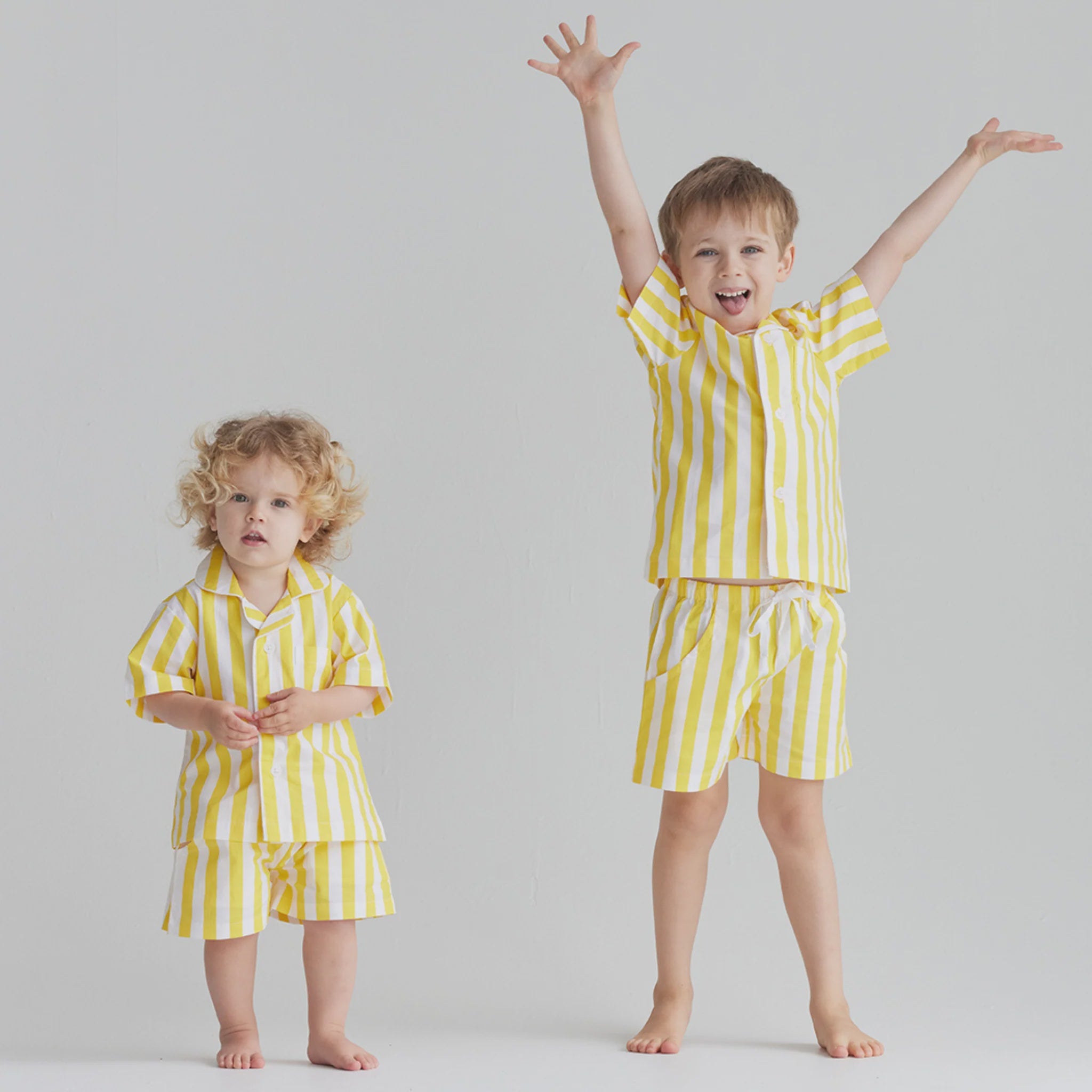 Piccolo Children's Striped Shorty PJ's Yellow