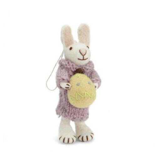 White Bunny w.Purple Dress and Yellow Egg