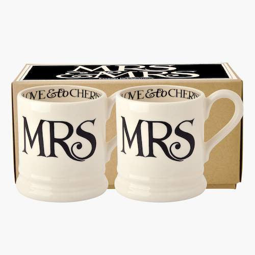 Emma Bridgewater Black Toast Mrs & Mrs Mugs