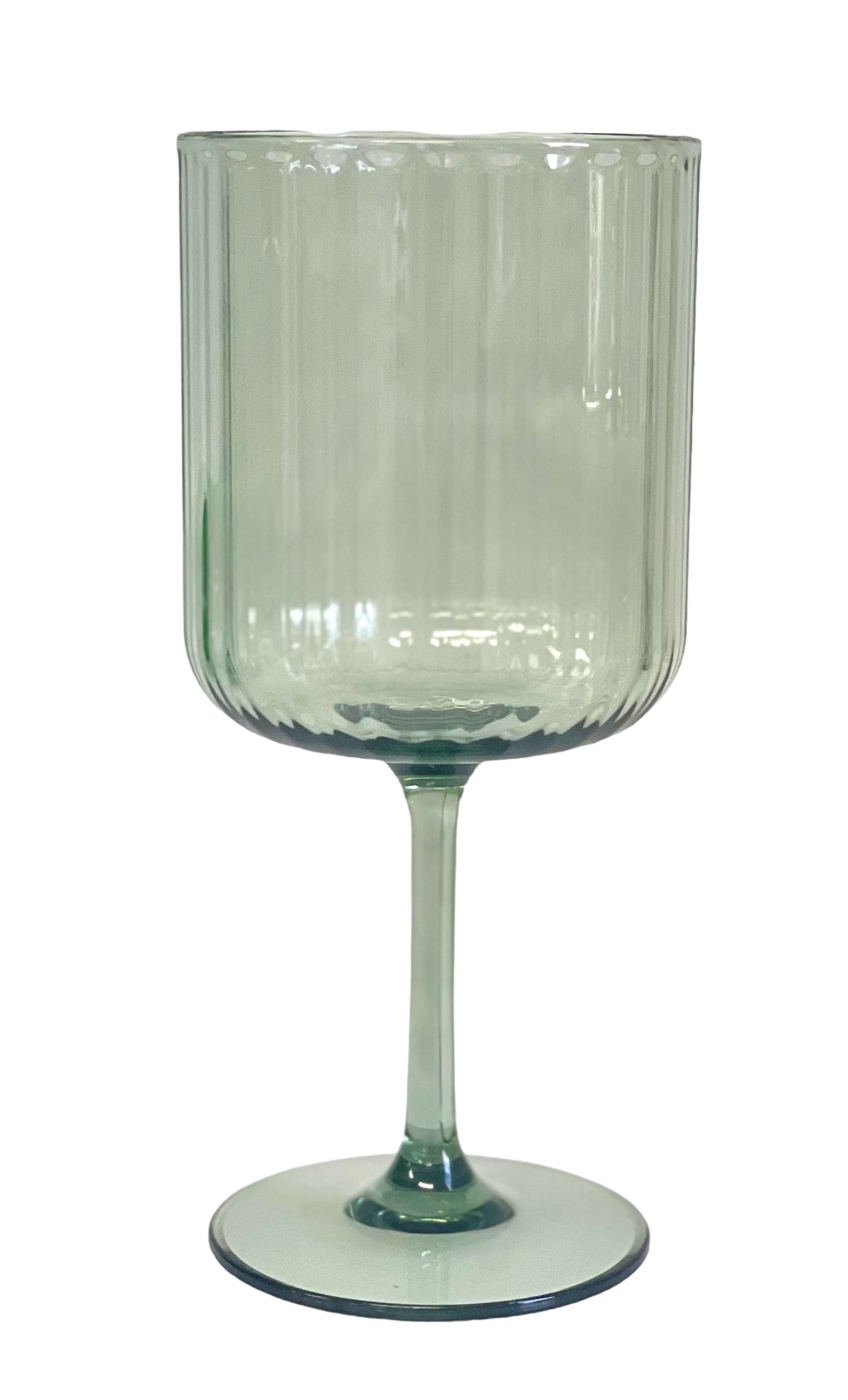 Acrylic Green Ribbed Wine Glass