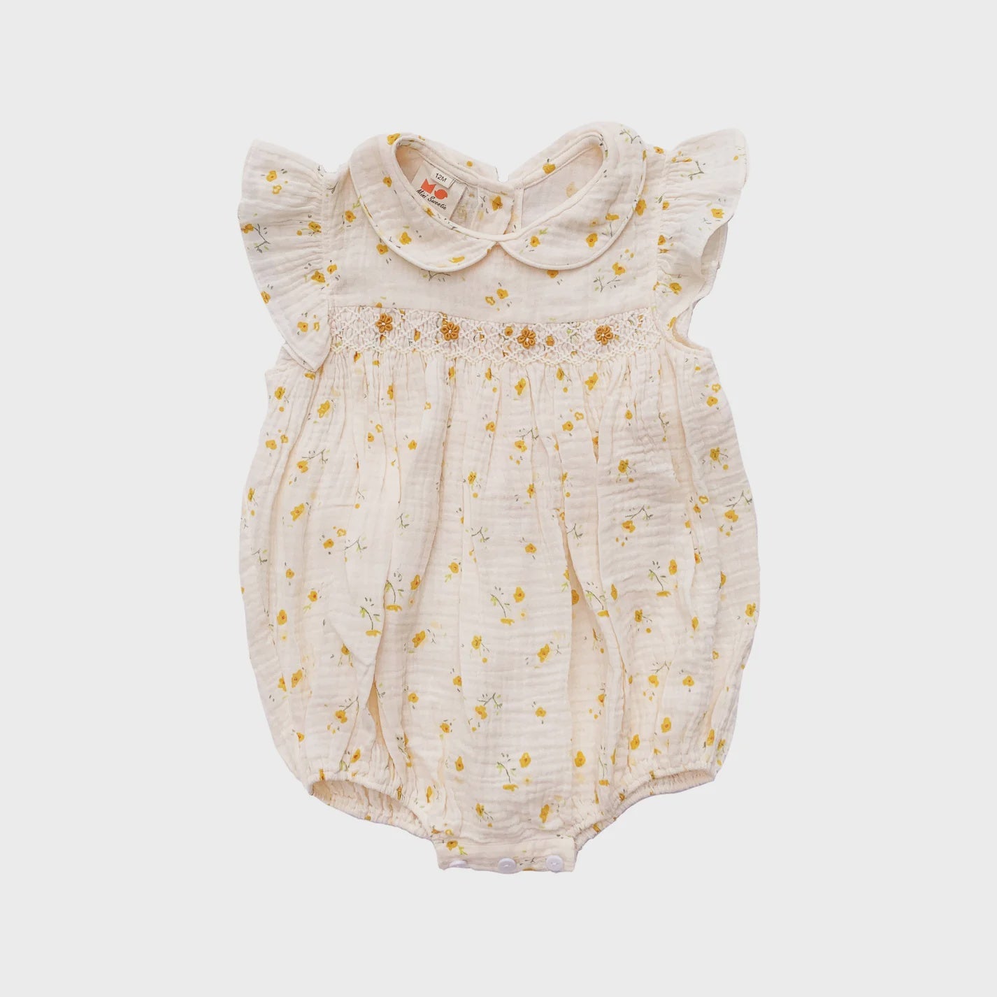 Lemon Muslin Smocked Romper Size 9mths