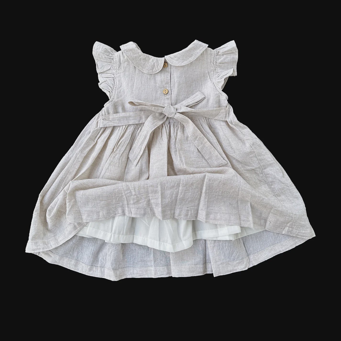 Natural Linen Smocked Dress Size 2