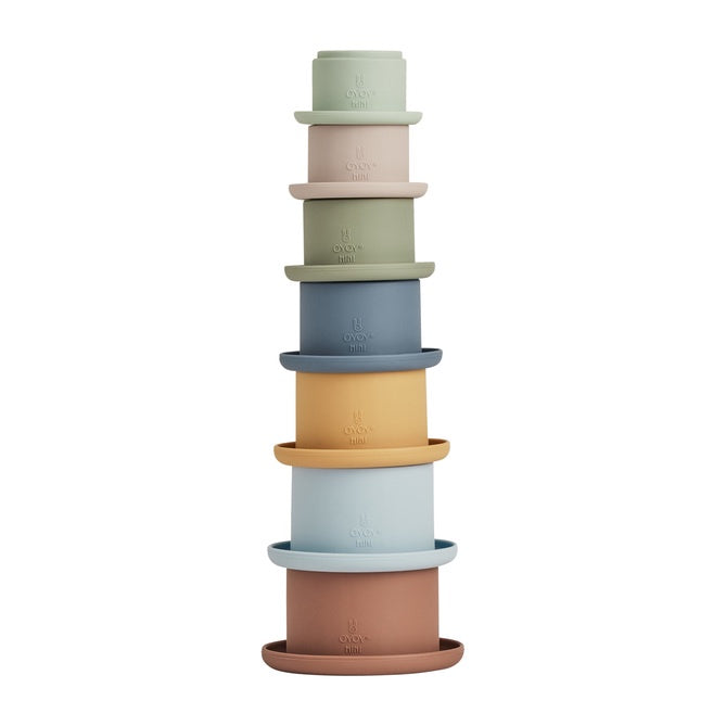 OYOY Silicone Stacking Cups Caramel/Blue