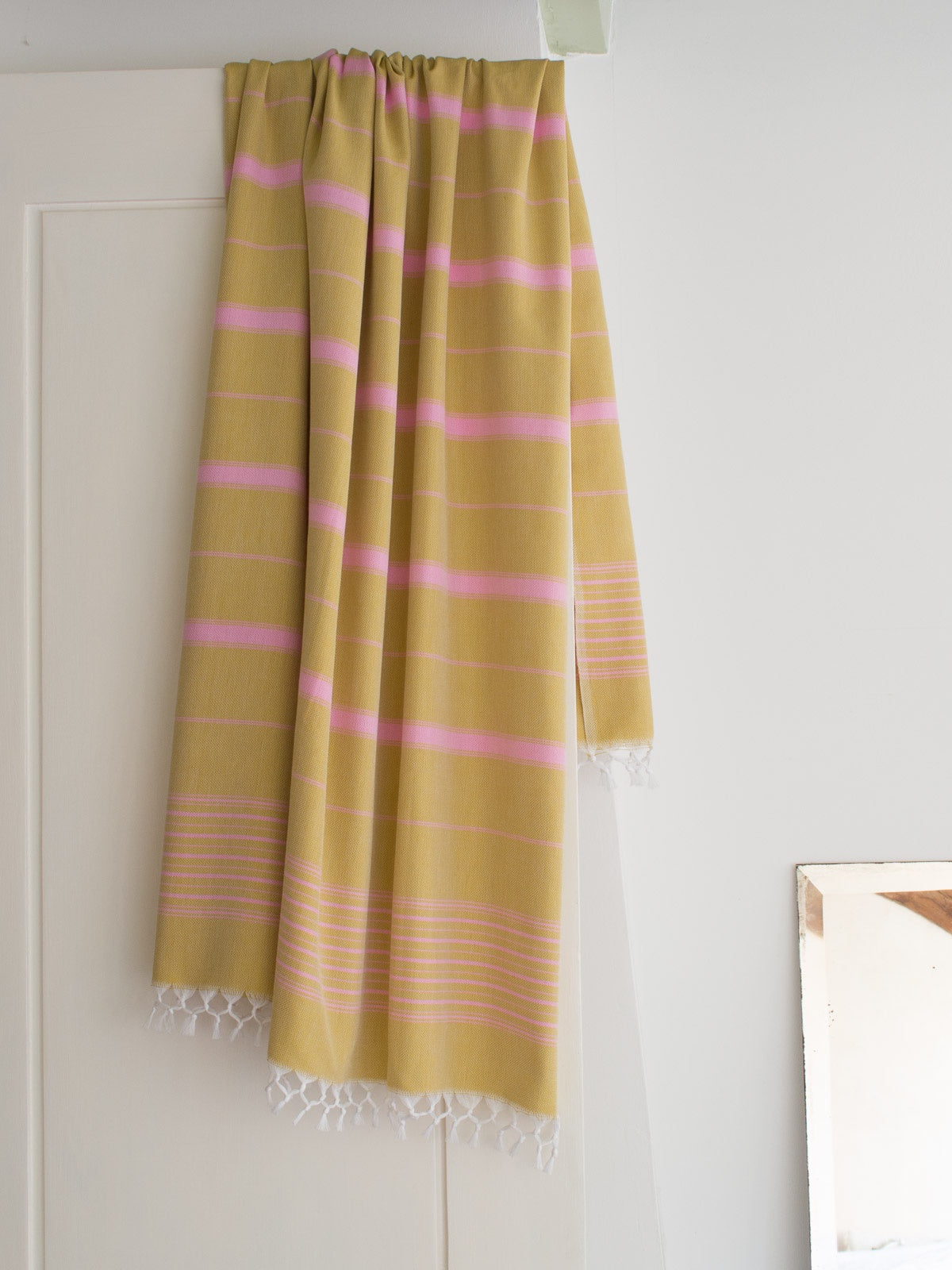Hammam Towel 170x100cm Mustard Yellow/Sorbet Pink