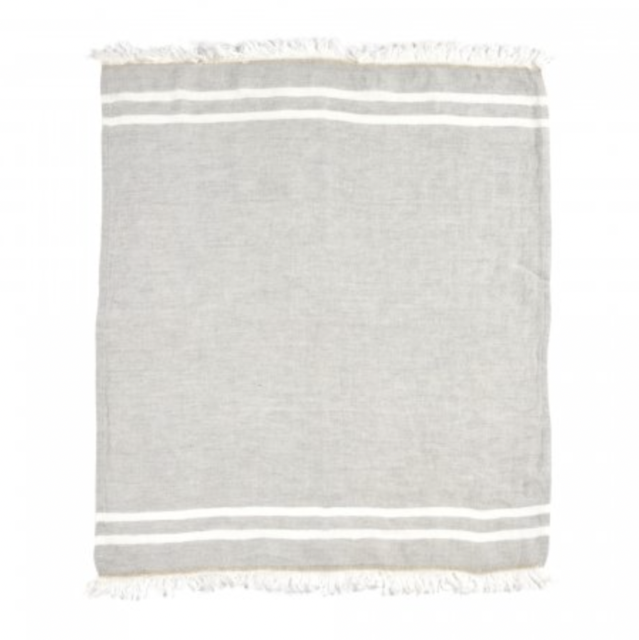 Belgian Linen Libeco Gray Stripe Guest Towel 55x65cm