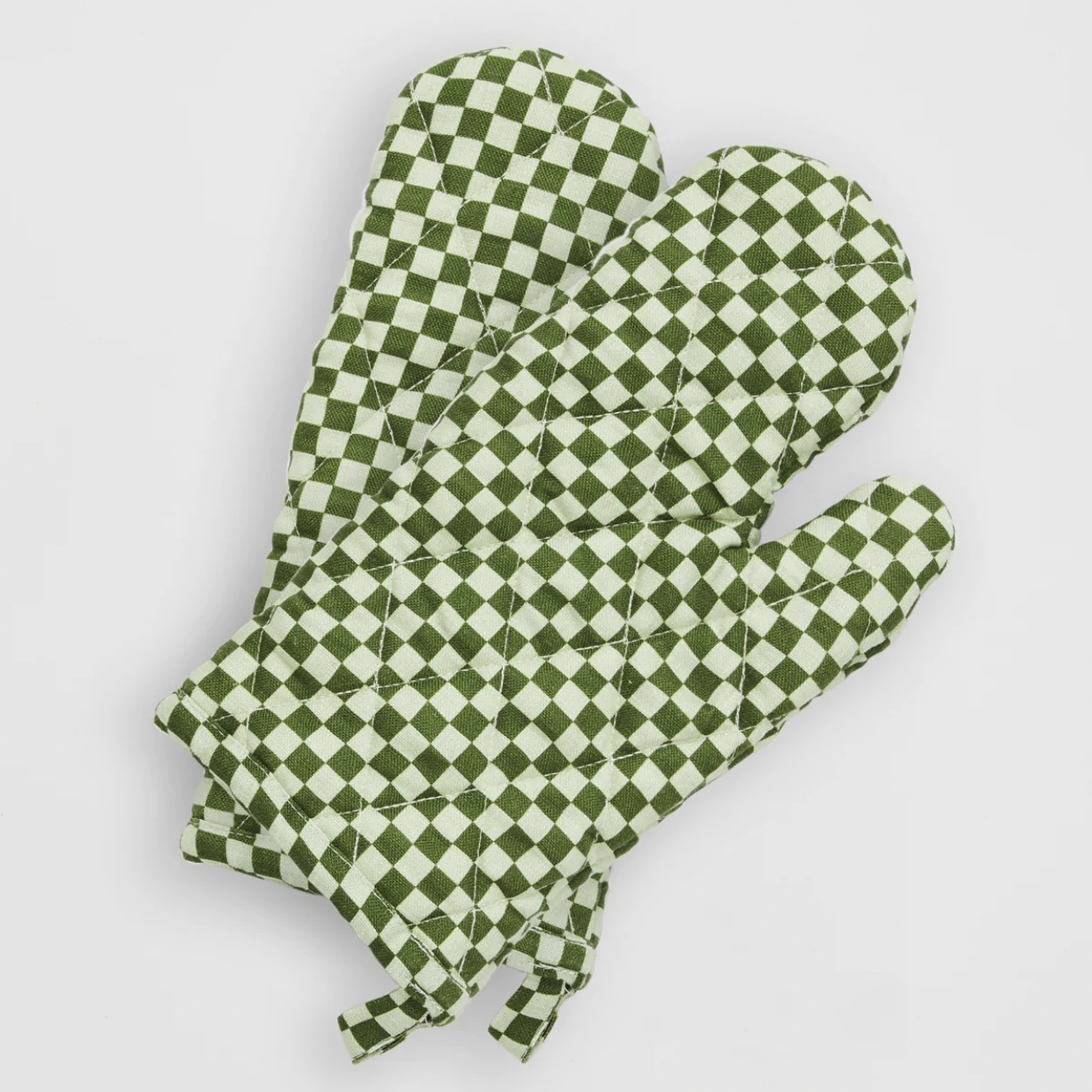 Bonnie and Neil Tiny Checkers Leaf Oven Gloves Set of 2