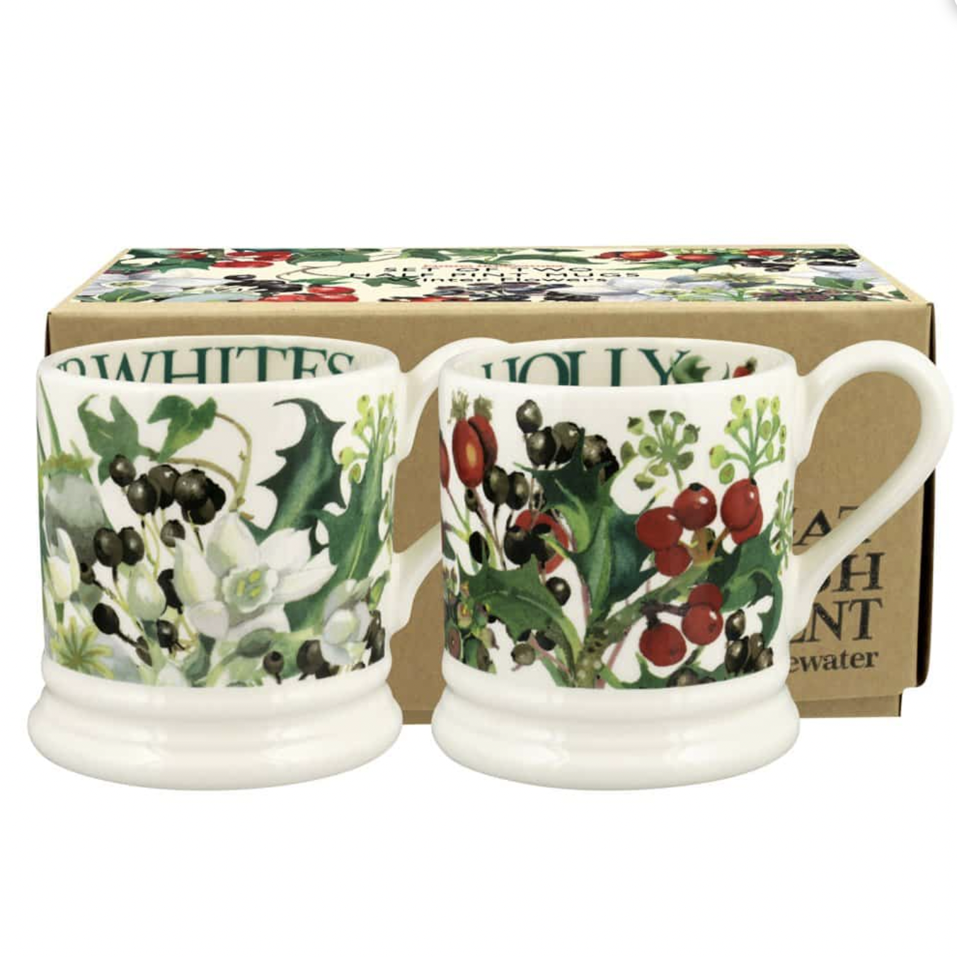 Emma Bridgewater Rosehip & Paperwhites Set of 2 1/2 Pint Mugs