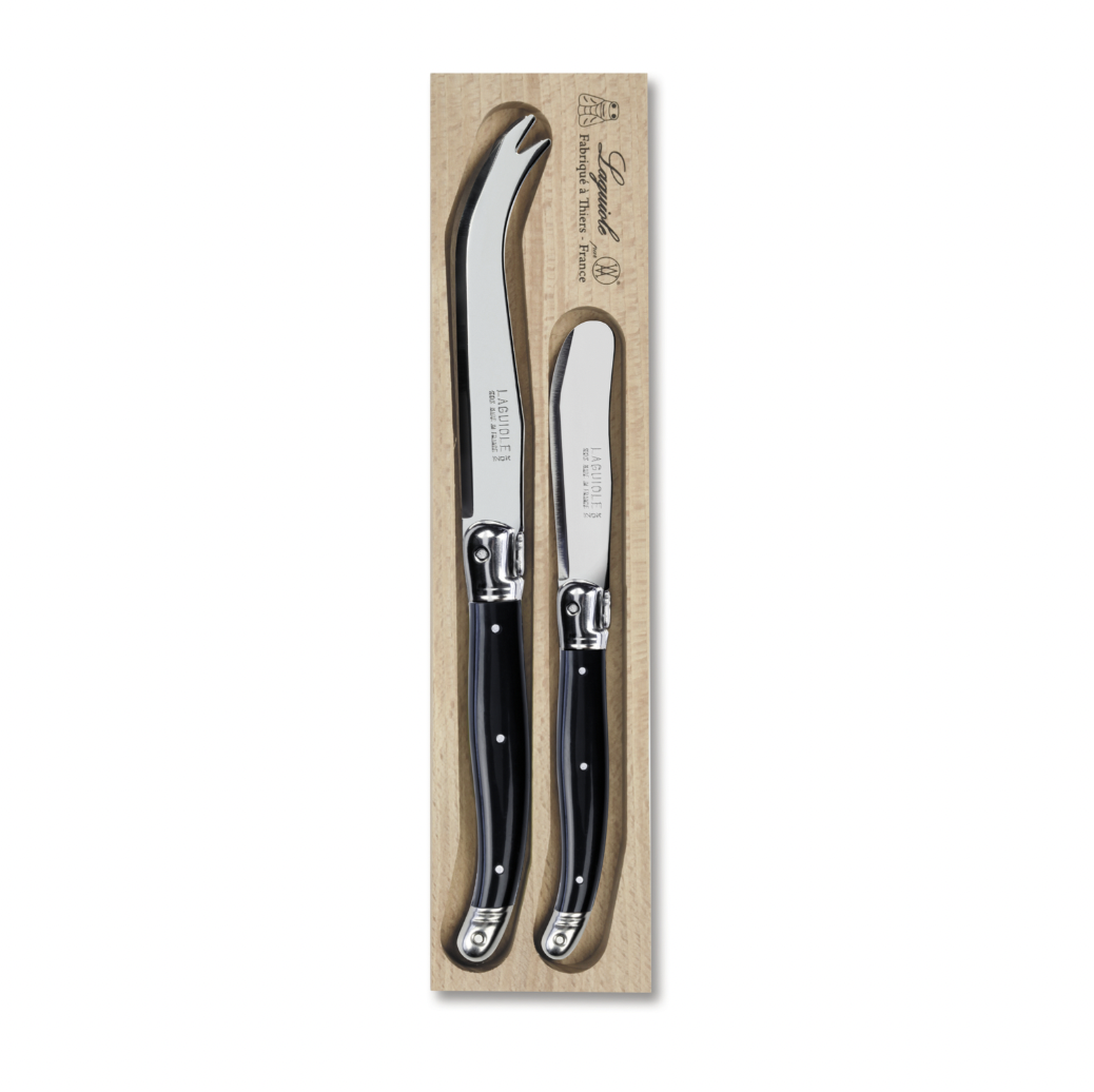 Laguiole Cheese Knife Set in Wooden Box Black