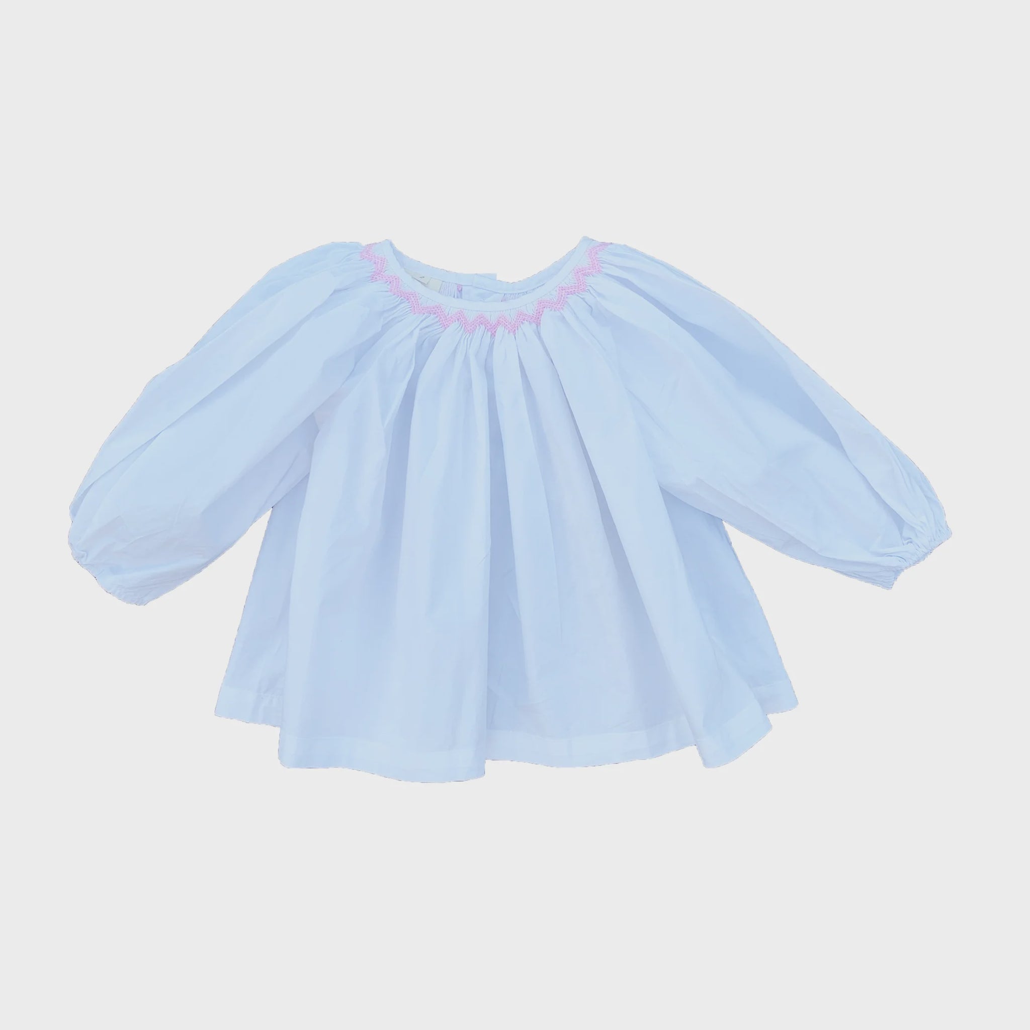 White Cotton Shirt w.Pink Smocked Collar Size 3